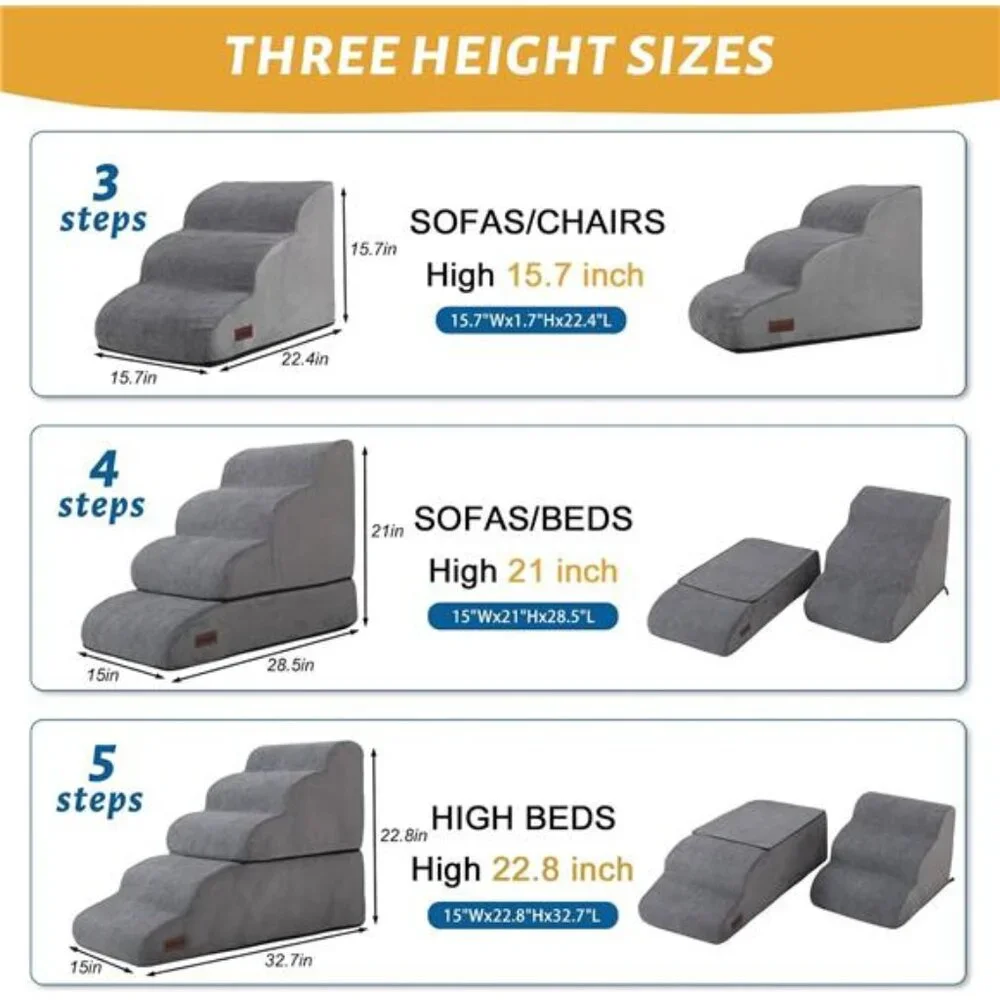 Dog Stairs for Small Dogs to get Beds or Couches, Non-Slip Sturdy Pet Steps